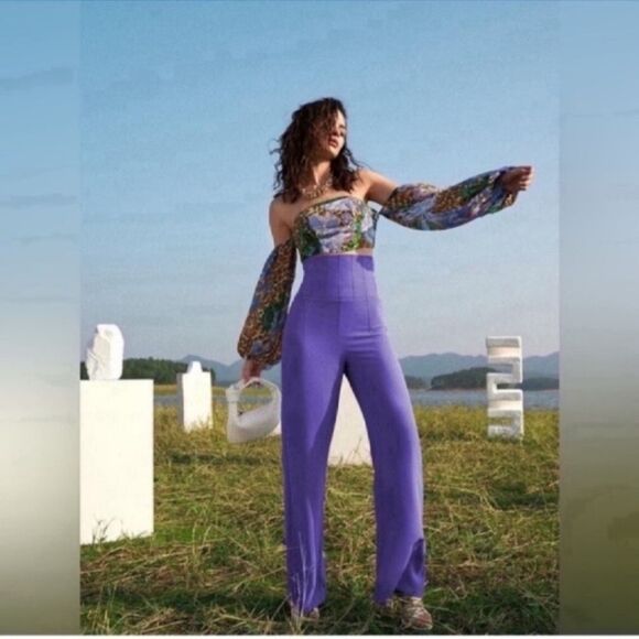 Spring High Waist Solid Pants Size  Size Xsmall - Picture 6 of 13